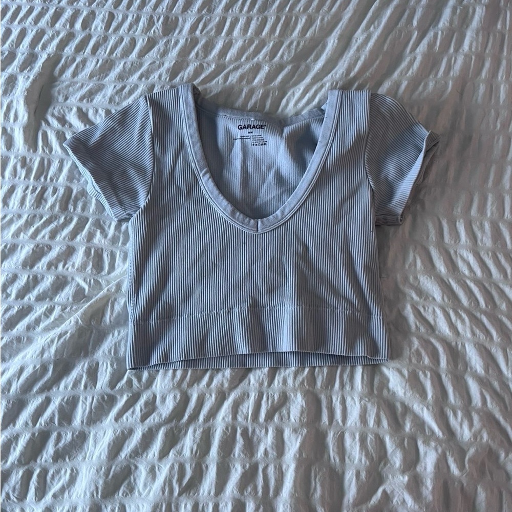 Garage Light Gray Ribbed Scoop Neck Crop Top